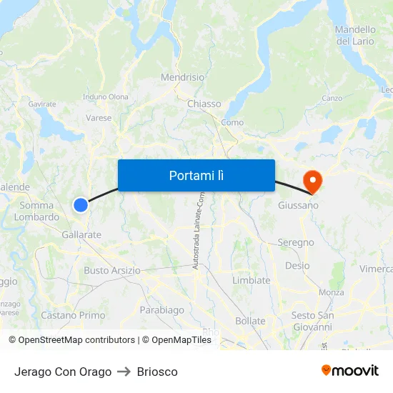 Jerago Con Orago to Briosco map