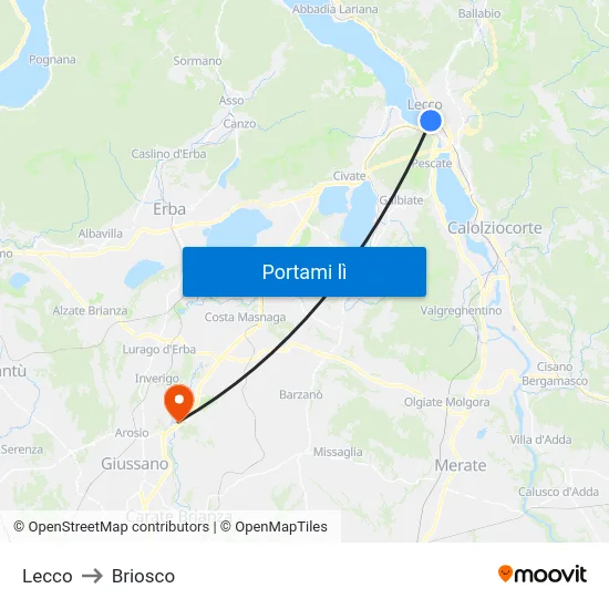Lecco to Briosco map