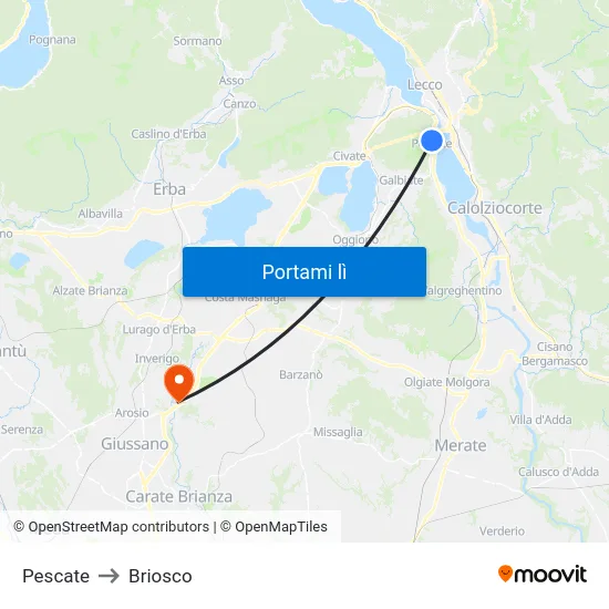 Pescate to Briosco map