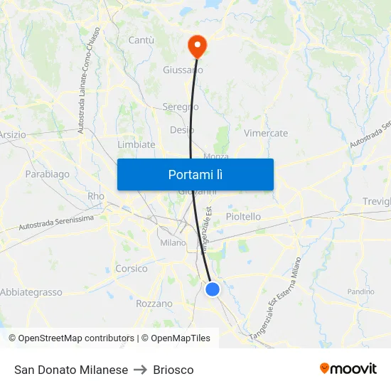 San Donato Milanese to Briosco map