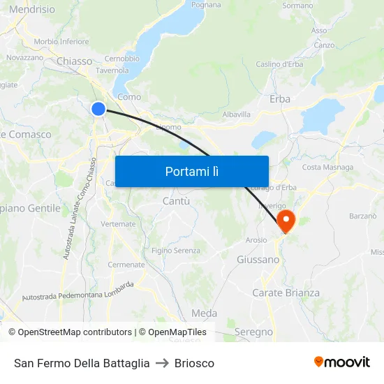San Fermo Della Battaglia to Briosco map