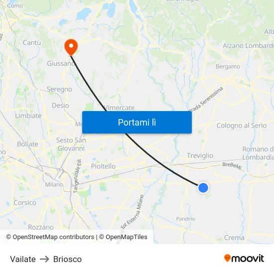 Vailate to Briosco map