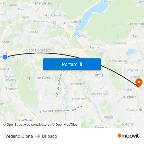 Vedano Olona to Briosco map