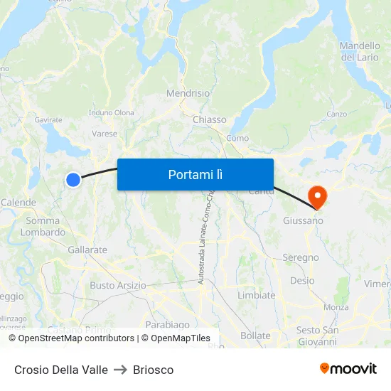 Crosio Della Valle to Briosco map