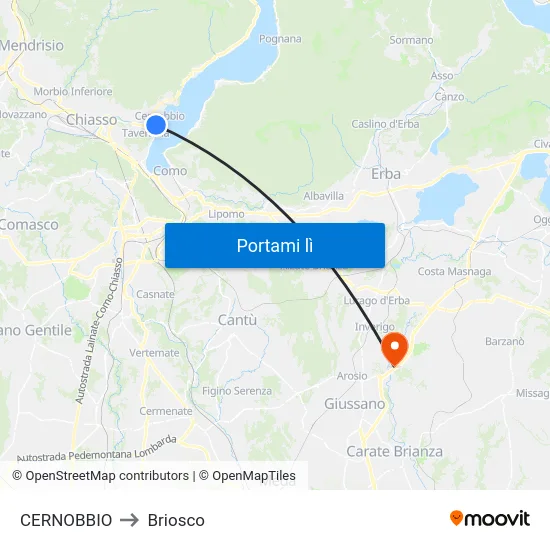 CERNOBBIO to Briosco map