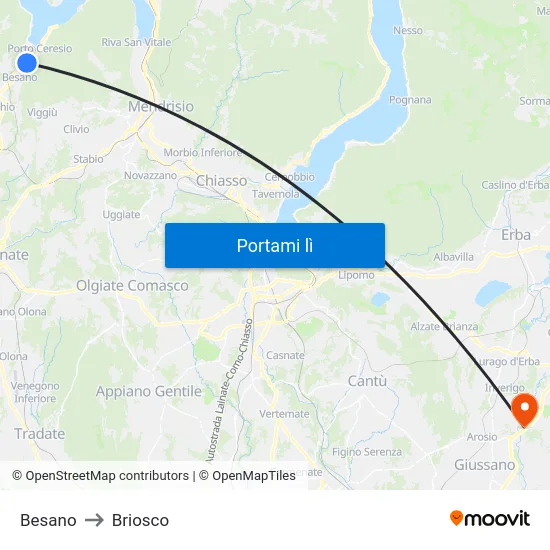Besano to Briosco map