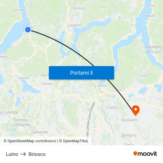 Luino to Briosco map
