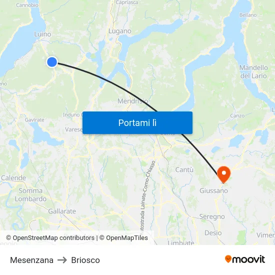 Mesenzana to Briosco map