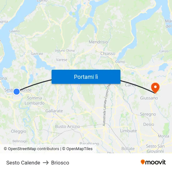 Sesto Calende to Briosco map