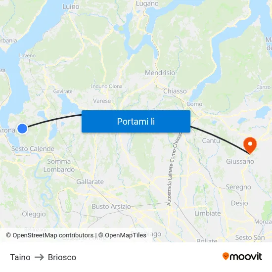 Taino to Briosco map