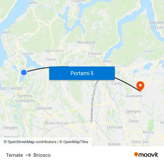 Ternate to Briosco map