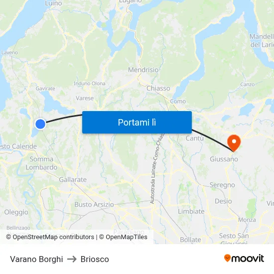 Varano Borghi to Briosco map