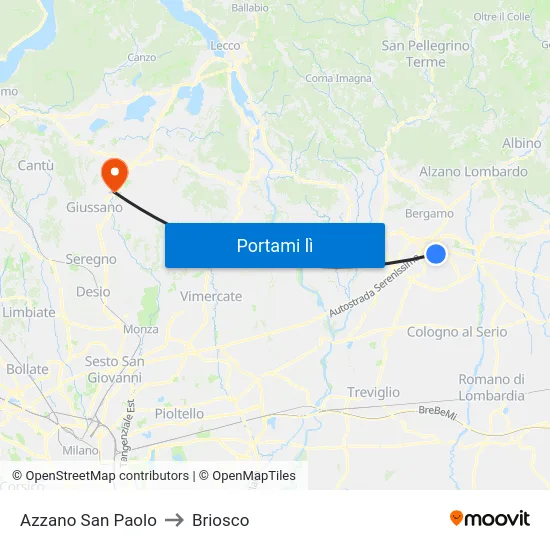 Azzano San Paolo to Briosco map