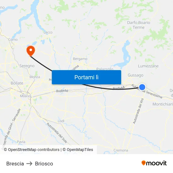 Brescia to Briosco map