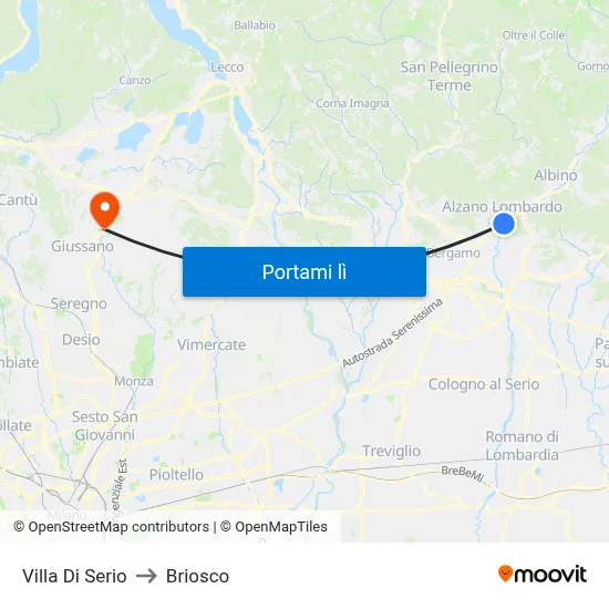 Villa Di Serio to Briosco map