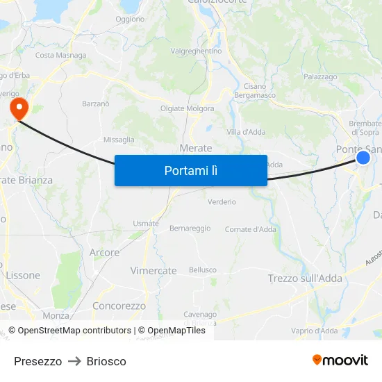 Presezzo to Briosco map