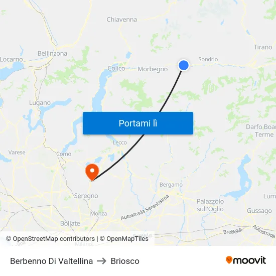 Berbenno Di Valtellina to Briosco map