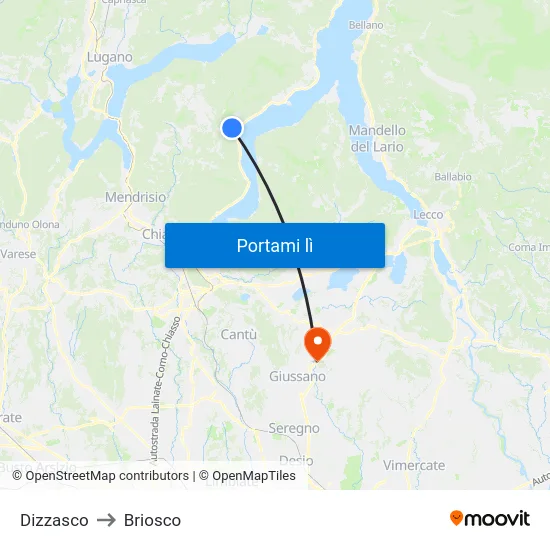 Dizzasco to Briosco map