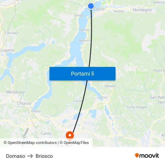 Domaso to Briosco map