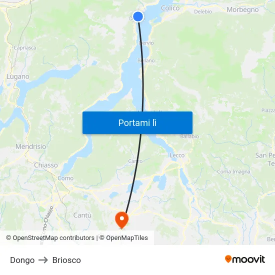 Dongo to Briosco map
