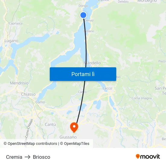 Cremia to Briosco map