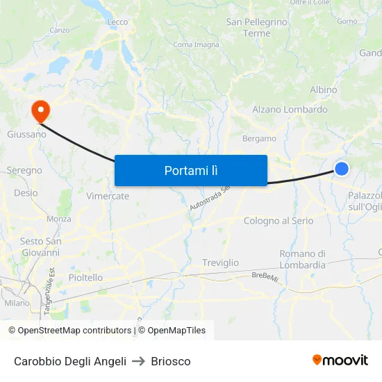 Carobbio Degli Angeli to Briosco map