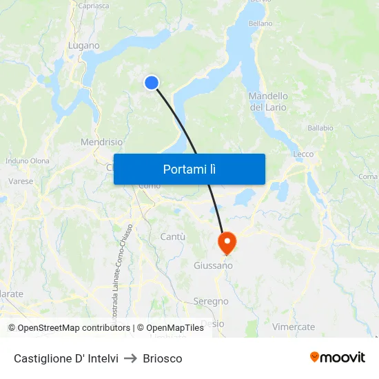 Castiglione D' Intelvi to Briosco map