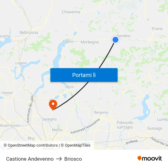 Castione Andevenno to Briosco map