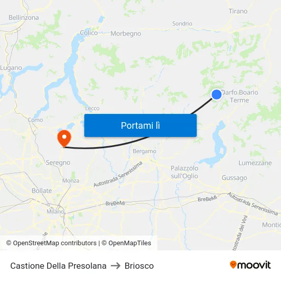 Castione Della Presolana to Briosco map