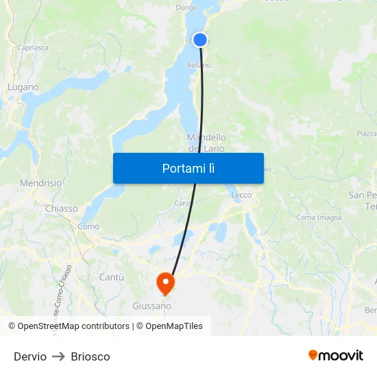 Dervio to Briosco map