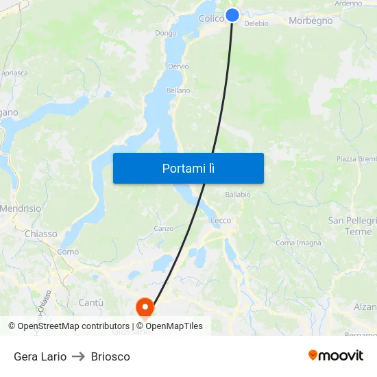 Gera Lario to Briosco map