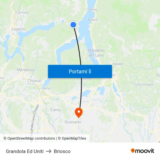 Grandola Ed Uniti to Briosco map