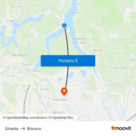 Griante to Briosco map