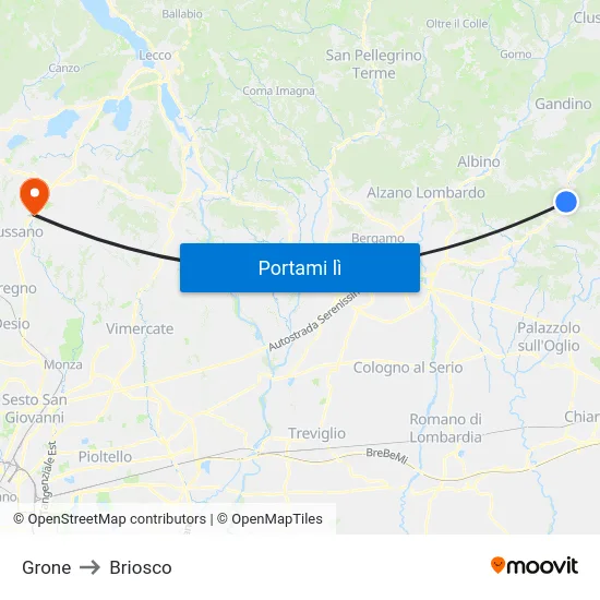 Grone to Briosco map