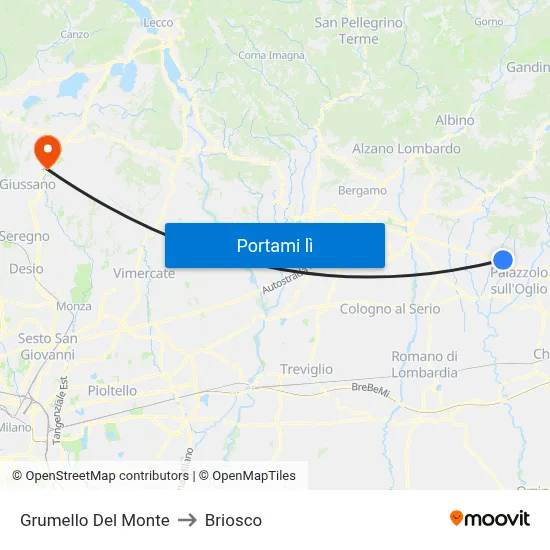 Grumello Del Monte to Briosco map