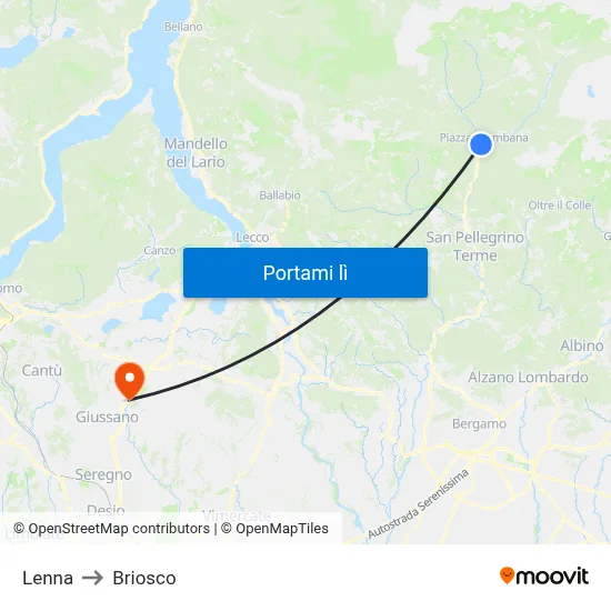 Lenna to Briosco map