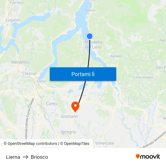 Lierna to Briosco map