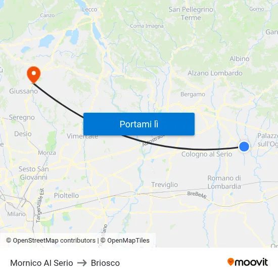 Mornico Al Serio to Briosco map