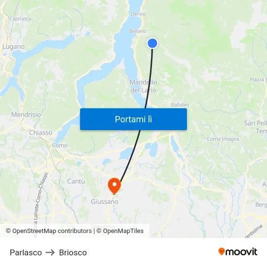 Parlasco to Briosco map
