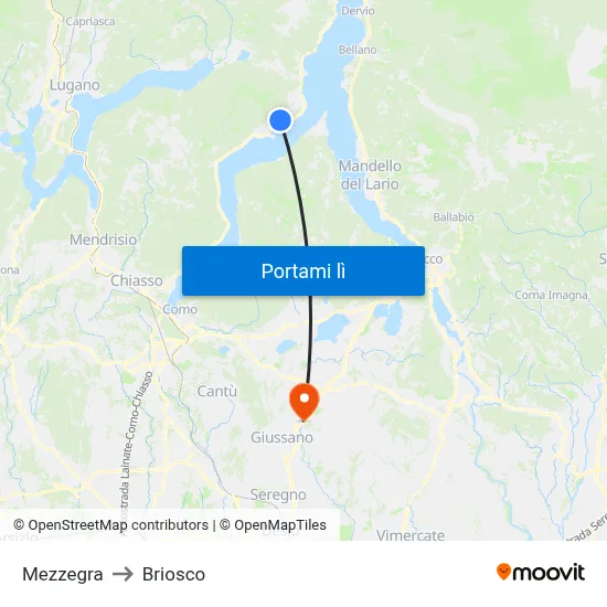 Mezzegra to Briosco map