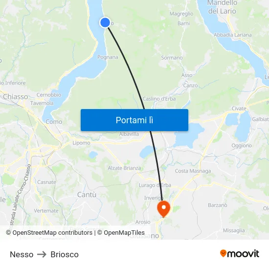 Nesso to Briosco map