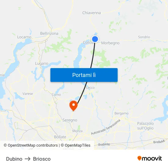 Dubino to Briosco map