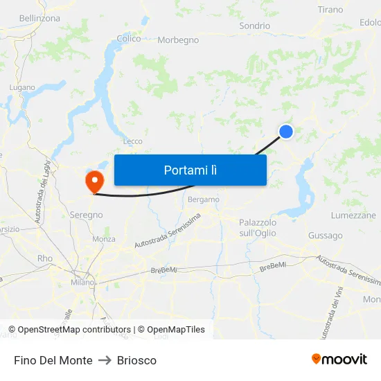 Fino Del Monte to Briosco map
