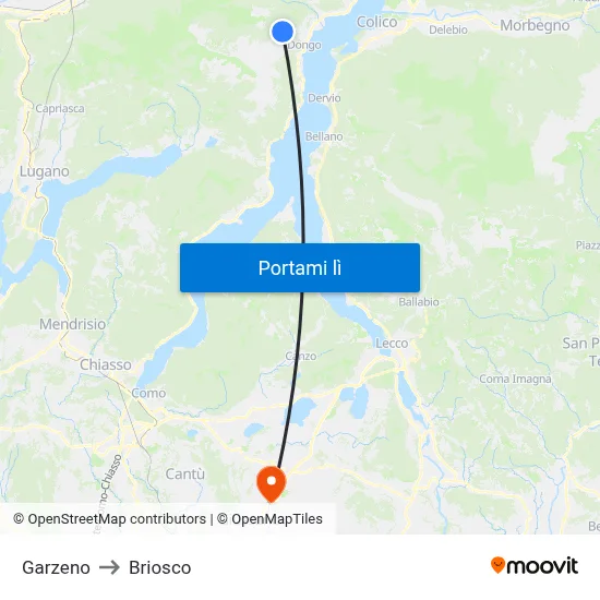 Garzeno to Briosco map