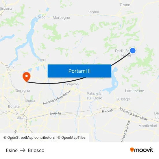 Esine to Briosco map