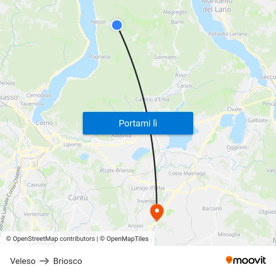 Veleso to Briosco map