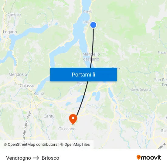 Vendrogno to Briosco map