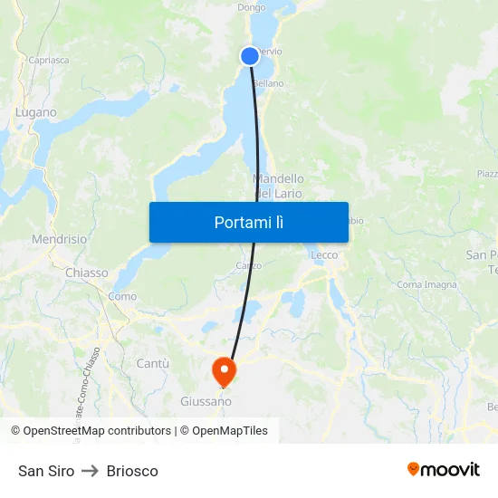 San Siro to Briosco map