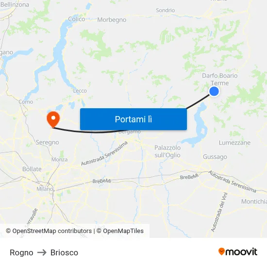 Rogno to Briosco map