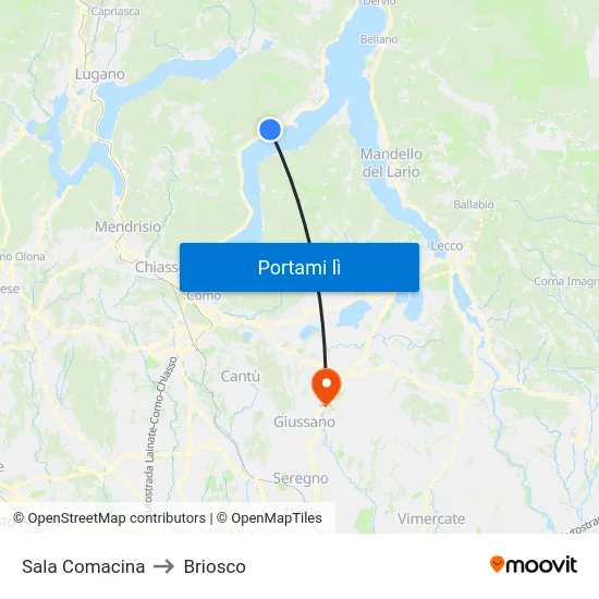 Sala Comacina to Briosco map
